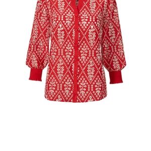 CAbi Lyric Top Red Patterned Women's Top